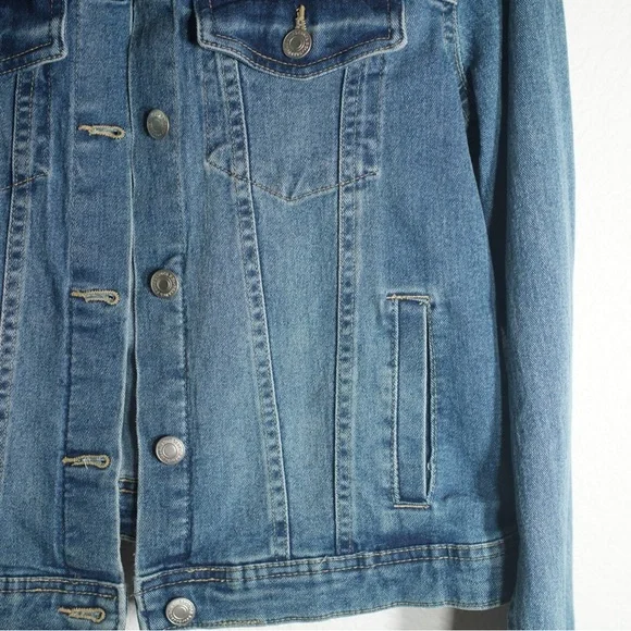 Vintage Sears Roebuck Distressed Denim Jacket Trucker Womens Small Blue Jean - Picture 4 of 9
